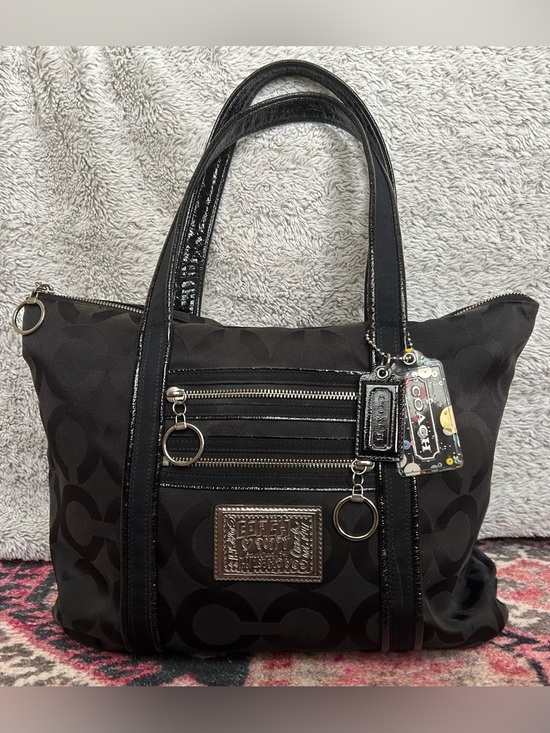 Coach Handbags - Vintage Y2K Coach Poppy Black Signature Glam Tote Bag